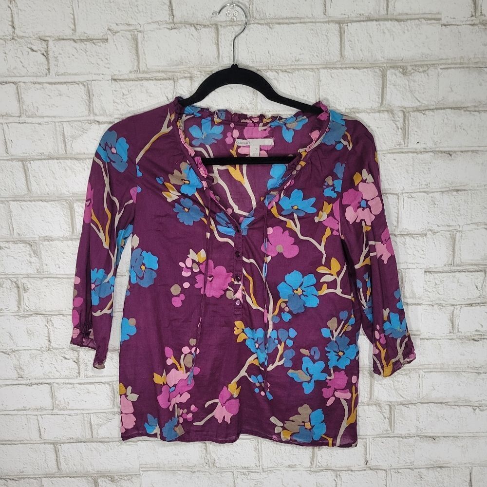 Old Navy purple‎ floral long sleeve top